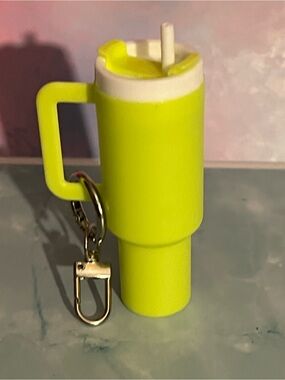 Neon Yellow Travel Tumbler Keychain